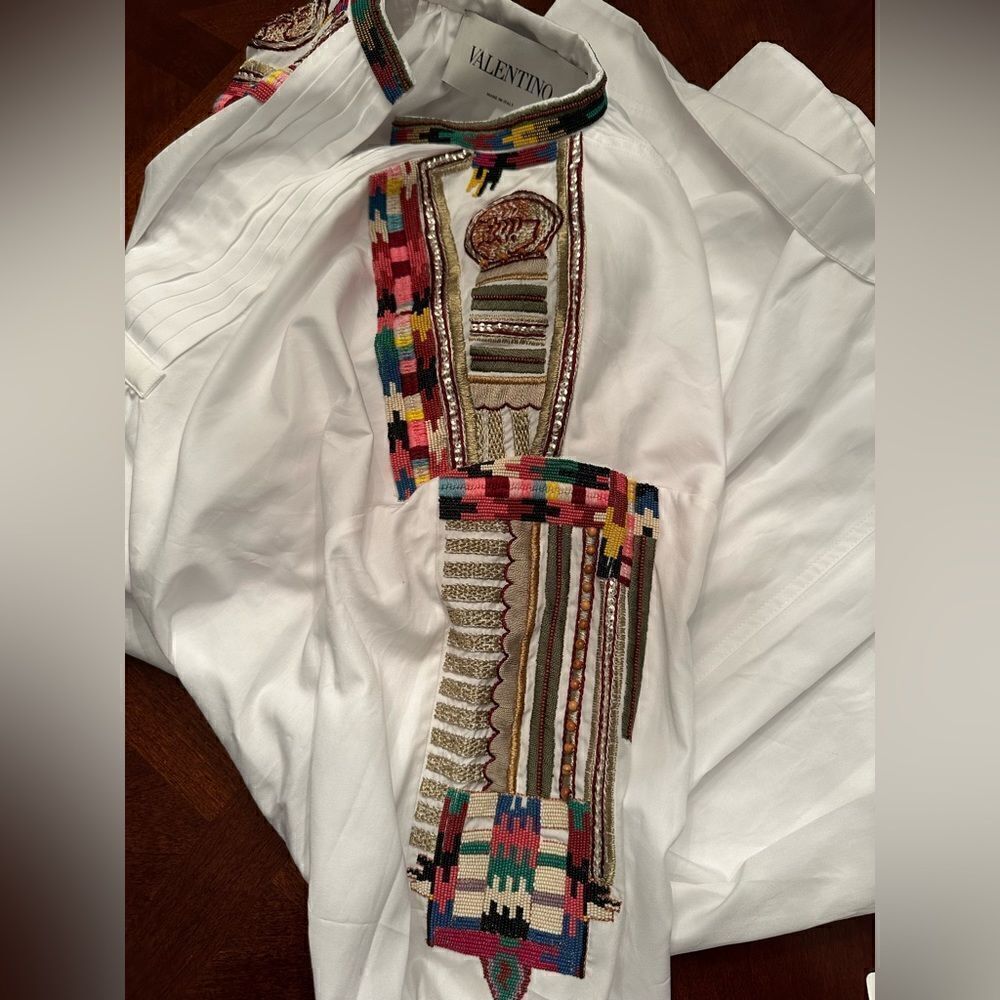 Valentino Women’s  beads embellished cuffs dress  in white size 6 NWT $4700 - Picture 6 of 15
